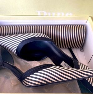 EUC!!! | Dune | Black & White | Striped | Satin | Pumps | Size 8 | Matching Bag